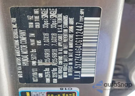 2012 Hyundai Santa Fe Limited из США, поврежденный, VIN 5XYZK4AG4CG112447